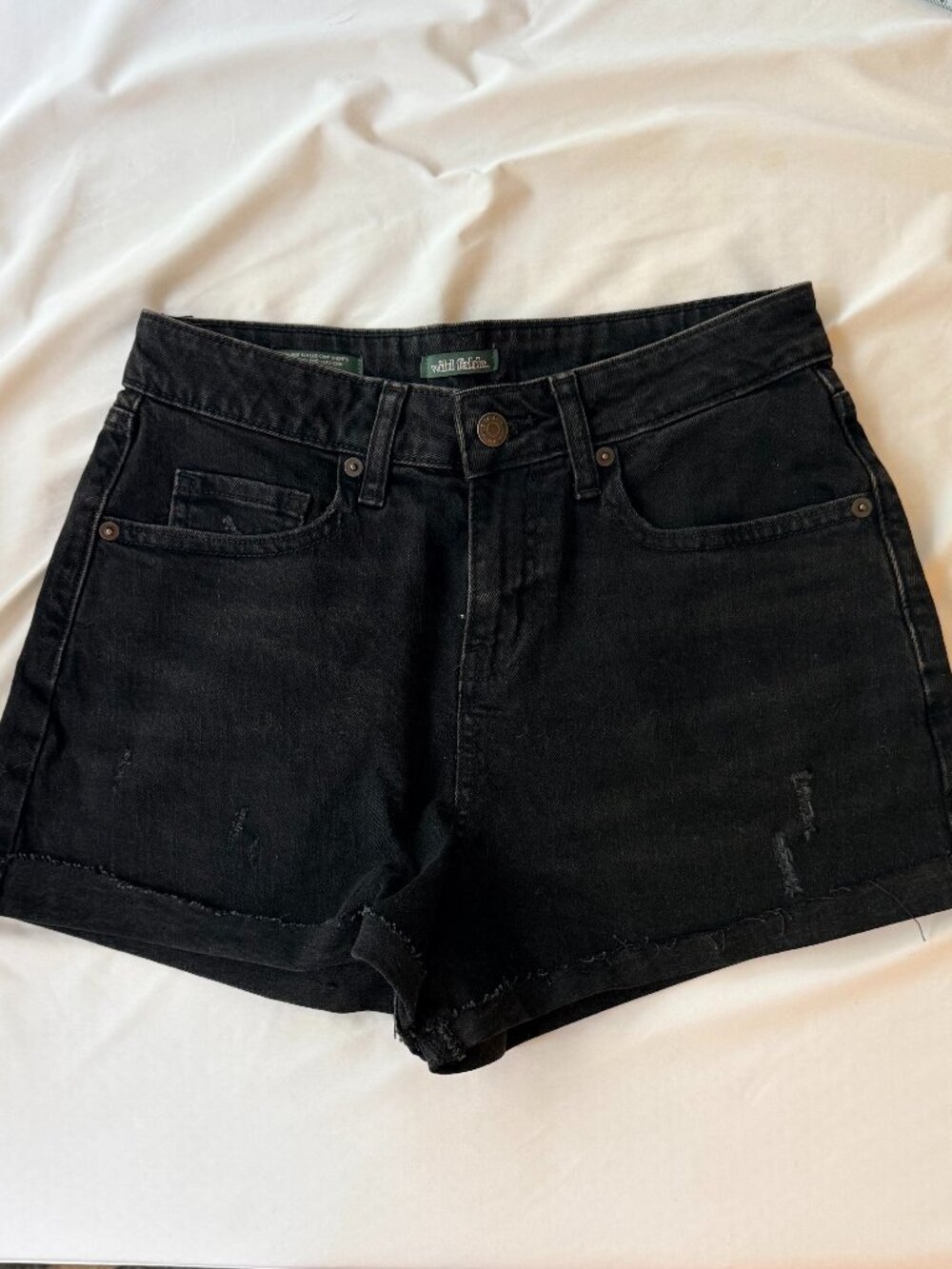 Wild Fable Black High Rise Distressed Denim Shorts